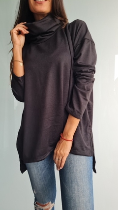 Maxi polerón de lanilla con tajos laterales y mas largo atrás - tienda online