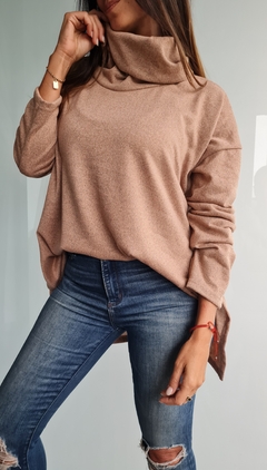 Maxi polerón de lanilla con tajos laterales y mas largo atrás - comprar online