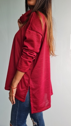 Maxi polerón de lanilla con tajos laterales y mas largo atrás - tienda online