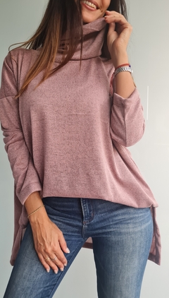 Maxi polerón de lanilla con tajos laterales y mas largo atrás - tienda online
