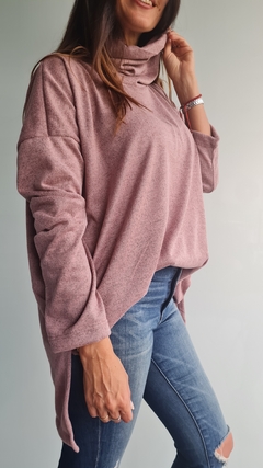 Maxi polerón de lanilla con tajos laterales y mas largo atrás - comprar online