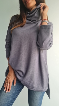 Maxi polerón de lanilla con tajos laterales y mas largo atrás - tienda online