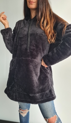 Buzo de corderito bifaz con con bolsillos y capucha - tienda online
