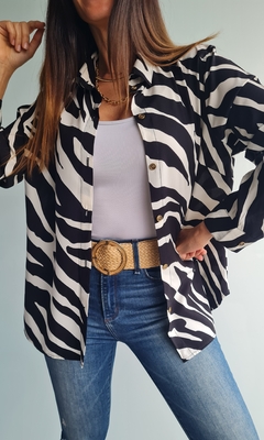 Camisa de poplin estampada manga larga rebatible a 3/4 - comprar online