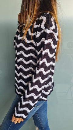 Sweater calado bicolor en hilo de algodón - She Indumentaria