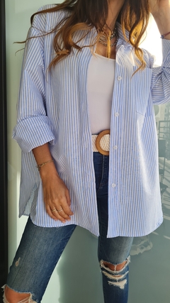 Camisa de poplin rayada manga larga
