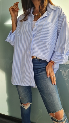 Camisa de poplin rayada manga larga - comprar online