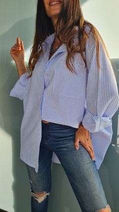 Camisa de poplin rayada manga larga en internet