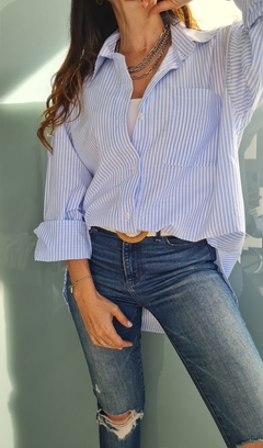 Camisa de poplin rayada manga larga - comprar online