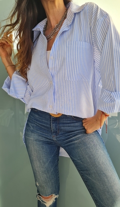 Camisa de poplin rayada manga larga en internet