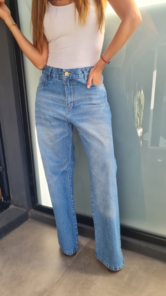 Jean wide leg celeste rígido - comprar online
