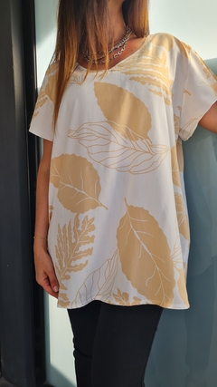 Maxi blusa de fibrana cuello v con volado en hombros evase - comprar online