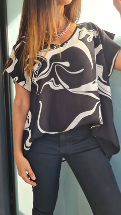 Maxi blusa de fibrana cuello v con volado en hombros evase en internet