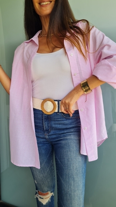 Camisa de poplin rayada manga larga en internet