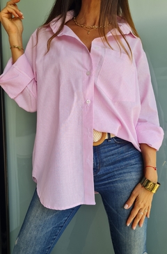 Camisa de poplin rayada manga larga