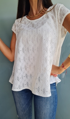 Blusa de broderie rustico con tira para atar en espalda en internet