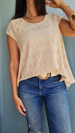 Blusa de broderie rustico con tira para atar en espalda