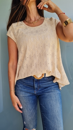 Blusa de broderie rustico con tira para atar en espalda - comprar online