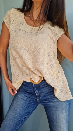 Blusa de broderie rustico con tira para atar en espalda - She Indumentaria