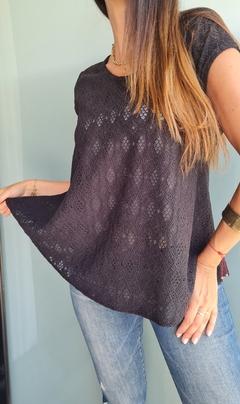 Blusa de broderie rustico con tira para atar en espalda en internet
