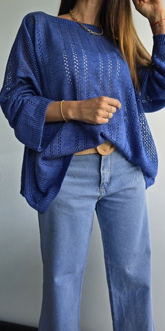 Sweater calado cuello bote en lana sintética en internet