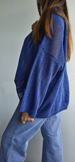 Sweater calado cuello bote en lana sintética - tienda online