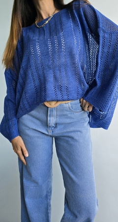Imagen de Sweater calado cuello bote en lana sintética