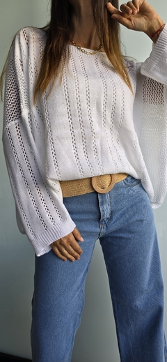 Sweater calado cuello bote en lana sintética en internet