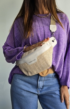 Sweater calado cuello bote en lana sintética - tienda online
