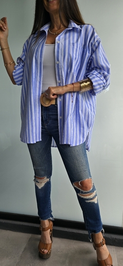 Camisa de poplin rayada manga larga - comprar online