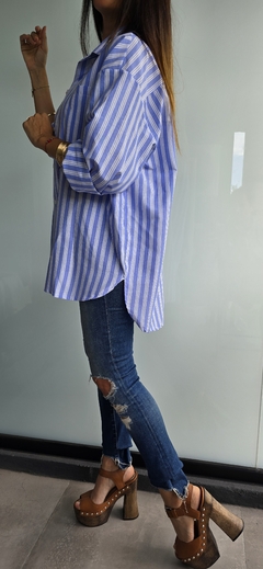 Camisa de poplin rayada manga larga - She Indumentaria