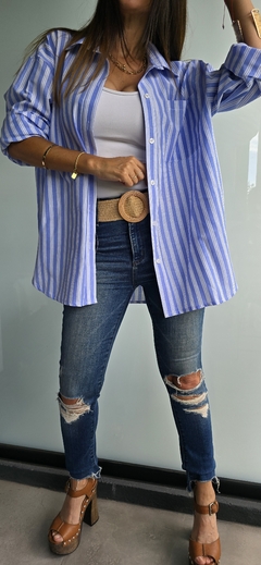 Camisa de poplin rayada manga larga en internet