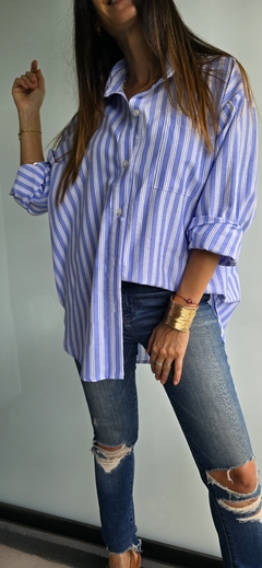 Camisa de poplin rayada manga larga