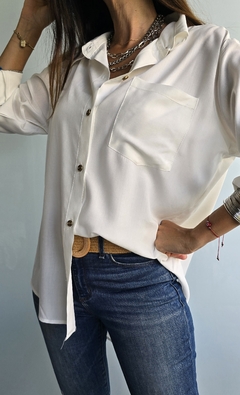 Camisa de poplin manga larga rebatible x talles
