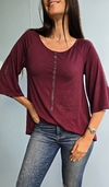 Remera de modal con tachas evase mangas 3/4 - comprar online
