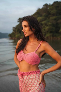 Cropped Crochê Oceano Rosa - Branché