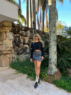 Blusa Cropped Tricot Hanna Preto