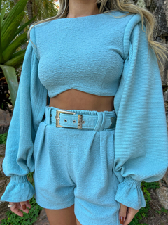 SHORT MOLETOM DALILA AZUL na internet