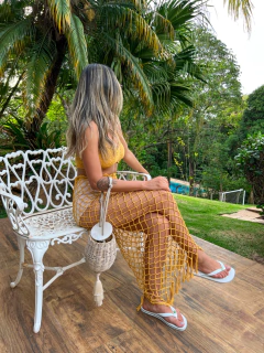 Cropped Crochê Oceano Mostarda - comprar online
