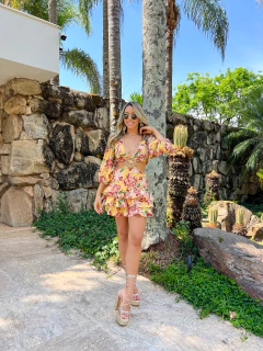 VESTIDO Curto Botanica Amarelo - Branché