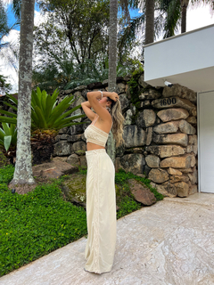 Calça Bordada Pipa Areia