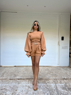 SHORT MOLETOM DALILA CARAMELO - loja online