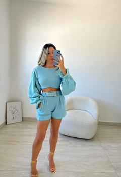SHORT MOLETOM DALILA AZUL