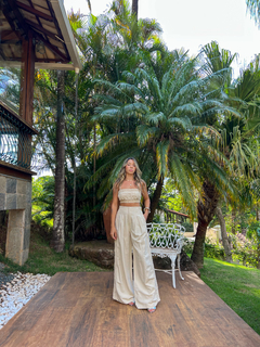 Calça Bordada Pipa Areia - Branché