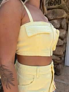 CROPPED JEANS JERSEY AMARELO
