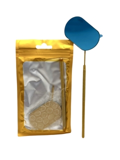 Espejo para extensiones de pestañas dorado oval