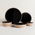 PLATOS KORBA NEGRO BRILLANTE CON BEIGE - tienda online