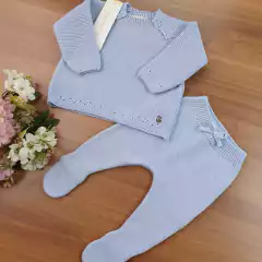 Conjunto Tricô Liso Azul