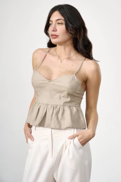 LRF TOP LINO CON VOLADO Y NUDO (30619) en internet