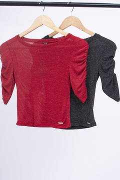 POL REMERA ITALINA LUREX MANG.C/FRUN (29719) - Tabatha jeans